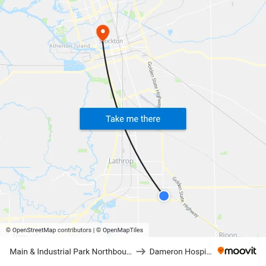 Main & Industrial Park Northbound to Dameron Hospital map