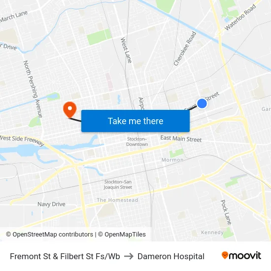 Fremont St & Filbert St Fs/Wb to Dameron Hospital map