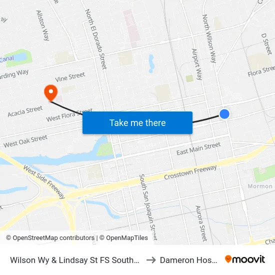 Wilson Wy & Lindsay St FS Southbound to Dameron Hospital map