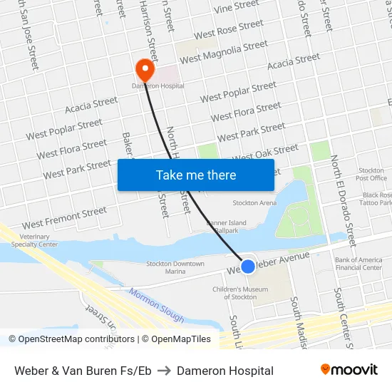 Weber & Van Buren Fs/Eb to Dameron Hospital map