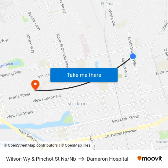 Wilson Wy & Pinchot St Ns/Nb to Dameron Hospital map