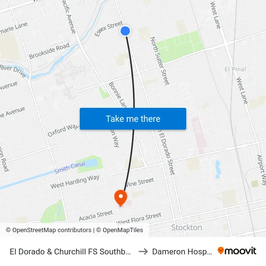 El Dorado & Churchill FS Southbound to Dameron Hospital map