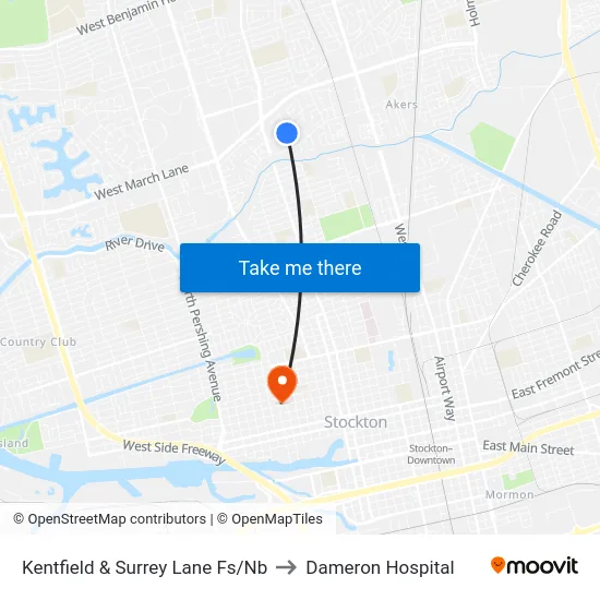 Kentfield & Surrey Lane Fs/Nb to Dameron Hospital map