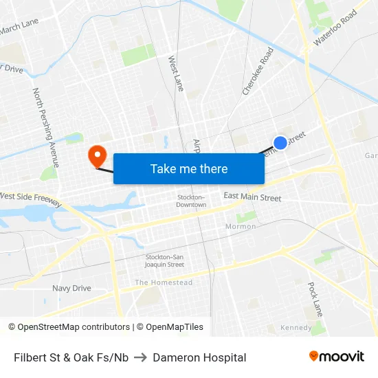 Filbert St & Oak Fs/Nb to Dameron Hospital map