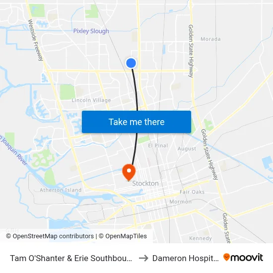 Tam O'Shanter & Erie Southbound to Dameron Hospital map