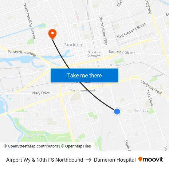 Airport Wy & 10th FS Northbound to Dameron Hospital map