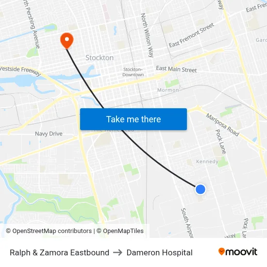 Ralph & Zamora Eastbound to Dameron Hospital map