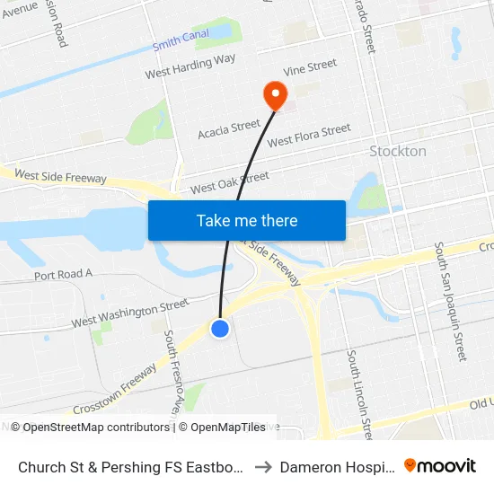 Church St & Pershing FS Eastbound to Dameron Hospital map