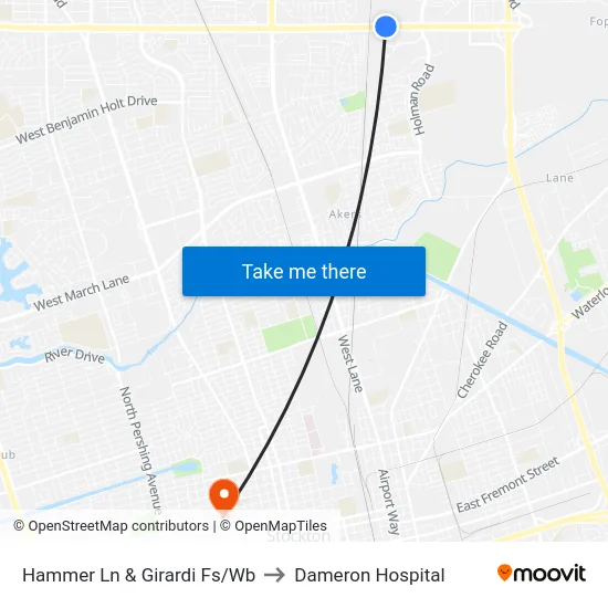 Hammer Ln & Girardi Fs/Wb to Dameron Hospital map
