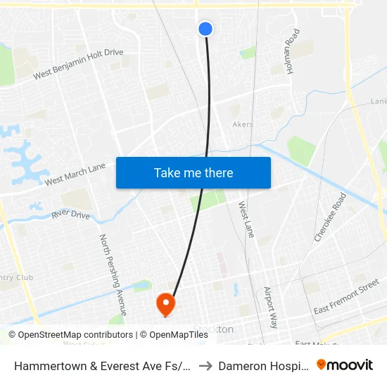 Hammertown & Everest Ave Fs/Wb to Dameron Hospital map