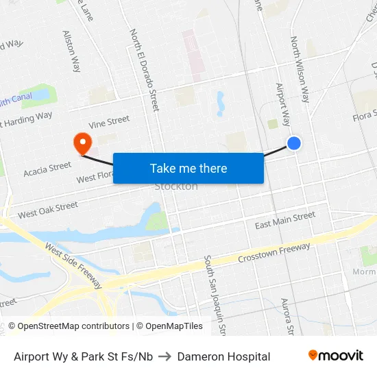 Airport Wy & Park St Fs/Nb to Dameron Hospital map