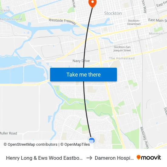 Henry Long & Ews Wood Eastbound to Dameron Hospital map