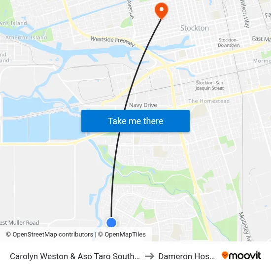 Carolyn Weston & Aso Taro Southbound to Dameron Hospital map