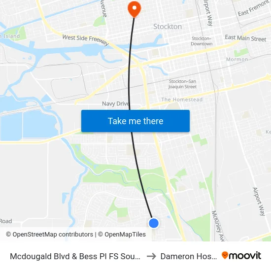 Mcdougald Blvd & Bess Pl FS Southbound to Dameron Hospital map