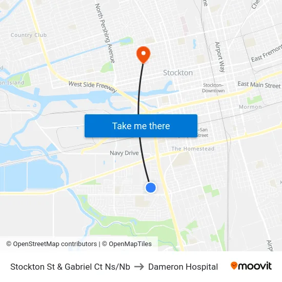 Stockton St & Gabriel Ct Ns/Nb to Dameron Hospital map