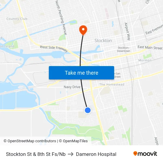 Stockton St & 8th St Fs/Nb to Dameron Hospital map