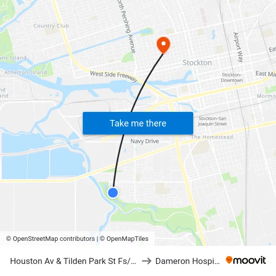 Houston Av & Tilden Park St Fs/Nb to Dameron Hospital map
