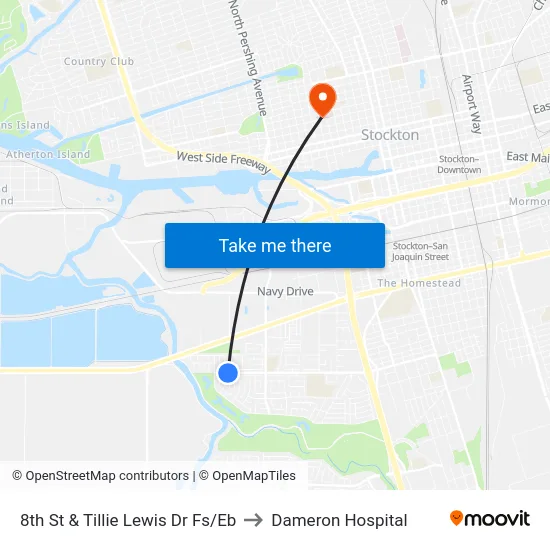 8th St & Tillie Lewis Dr Fs/Eb to Dameron Hospital map