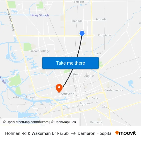 Holman Rd & Wakeman Dr Fs/Sb to Dameron Hospital map