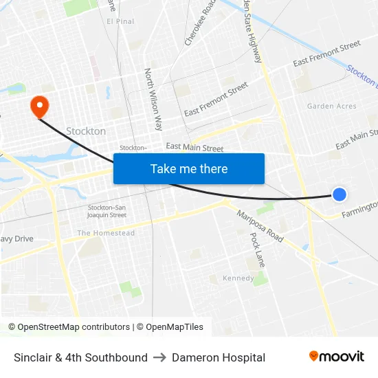 Sinclair & 4th Southbound to Dameron Hospital map