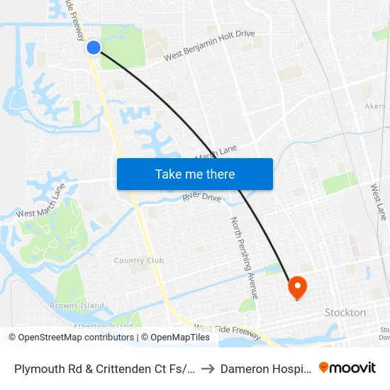 Plymouth Rd & Crittenden Ct Fs/Nb to Dameron Hospital map