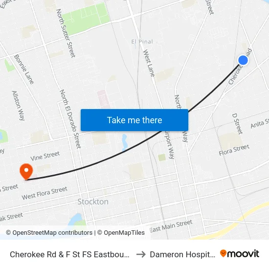 Cherokee Rd & F St FS Eastbound to Dameron Hospital map