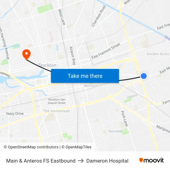 Main & Anteros FS Eastbound to Dameron Hospital map