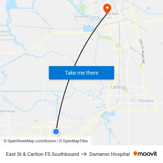 East St & Carlton FS Southbound to Dameron Hospital map