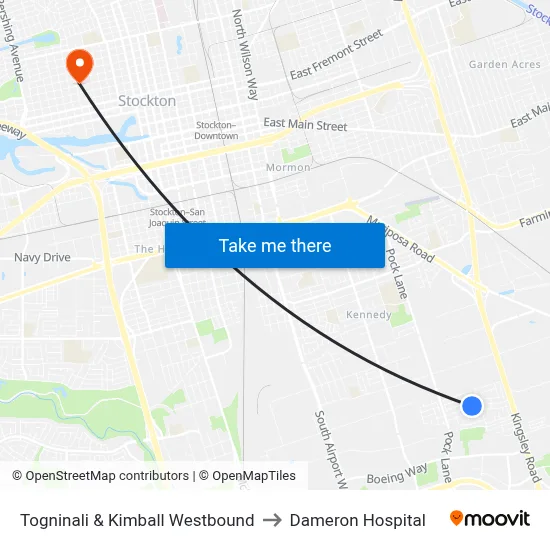 Togninali & Kimball Westbound to Dameron Hospital map
