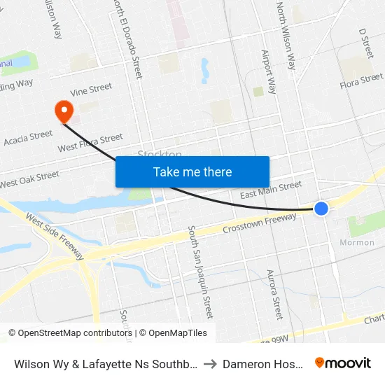 Wilson Wy & Lafayette Ns Southbound to Dameron Hospital map