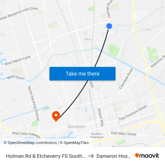 Holman Rd & Etcheverry FS Southbound to Dameron Hospital map