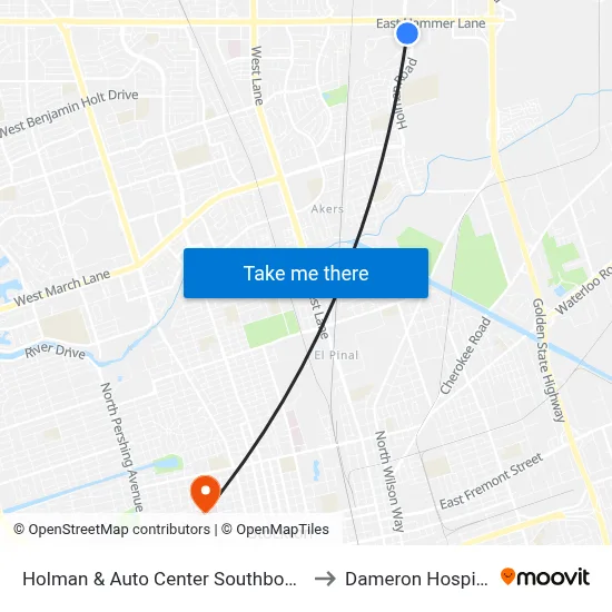 Holman & Auto Center Southbound to Dameron Hospital map