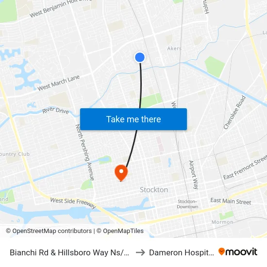 Bianchi Rd & Hillsboro Way Ns/Eb to Dameron Hospital map