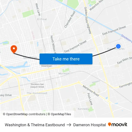 Washington & Thelma Eastbound to Dameron Hospital map