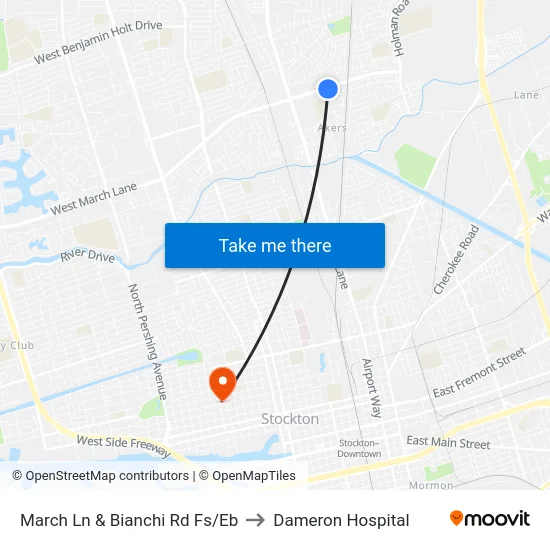 March Ln & Bianchi Rd Fs/Eb to Dameron Hospital map