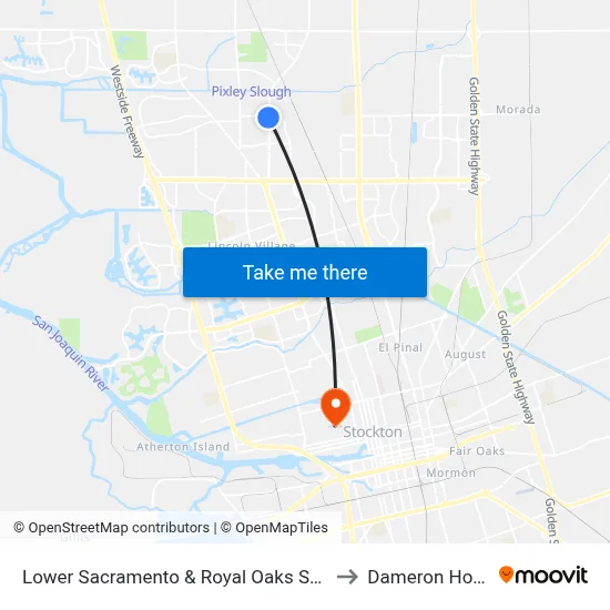 Lower Sacramento & Royal Oaks Southbound to Dameron Hospital map