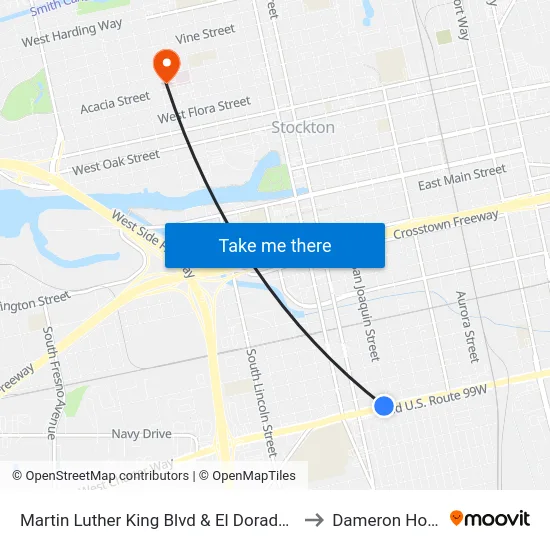 Martin Luther King Blvd & El Dorado St Ns/Wb to Dameron Hospital map