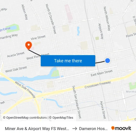 Miner Ave & Airport Way FS Westbound to Dameron Hospital map