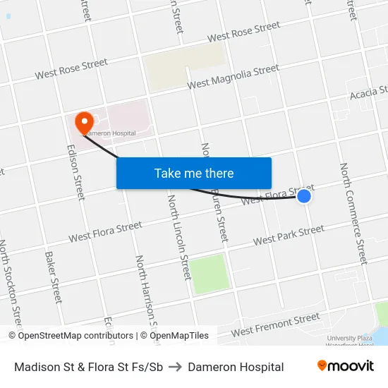 Madison St & Flora St Fs/Sb to Dameron Hospital map