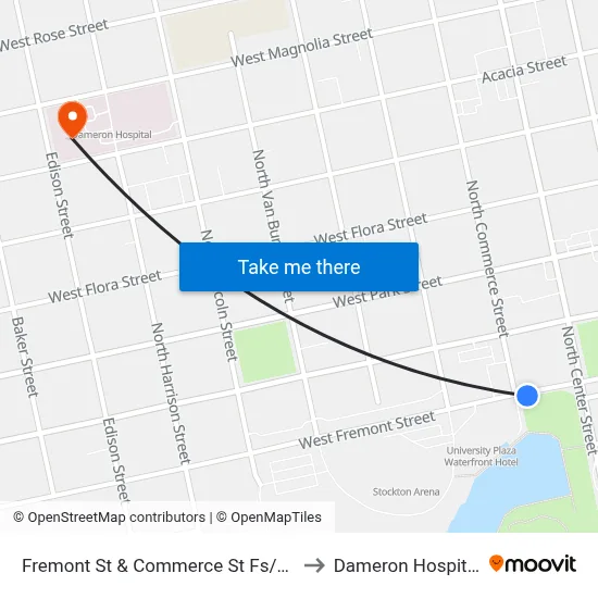 Fremont St & Commerce St Fs/Eb to Dameron Hospital map