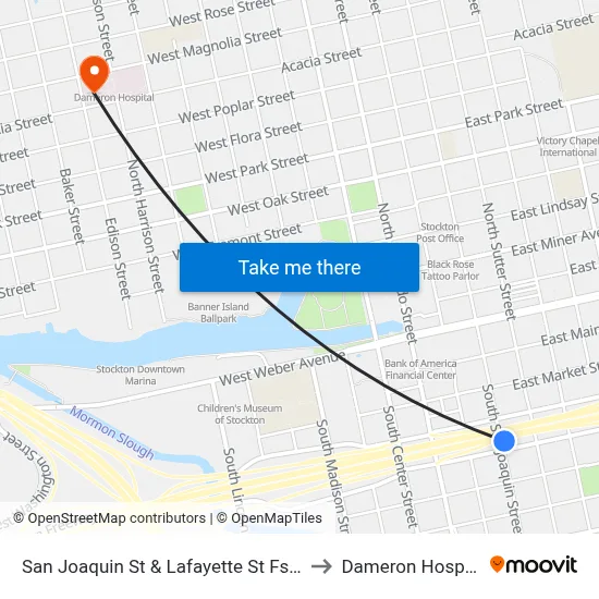San Joaquin St & Lafayette St Fs/Nb to Dameron Hospital map