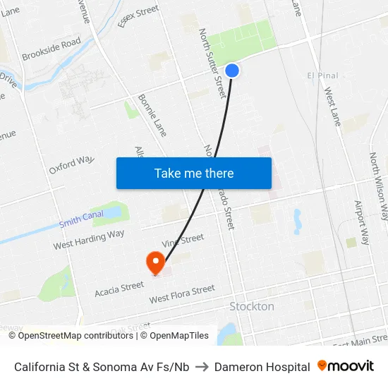 California St & Sonoma Av Fs/Nb to Dameron Hospital map