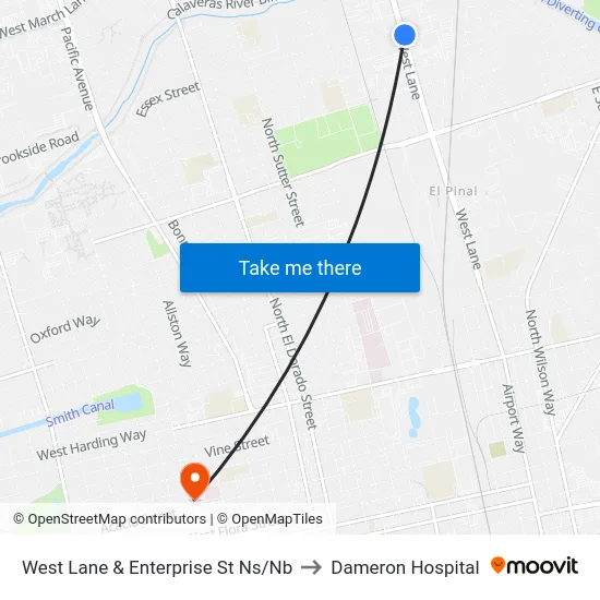West Lane & Enterprise St Ns/Nb to Dameron Hospital map