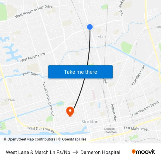 West Lane & March Ln Fs/Nb to Dameron Hospital map