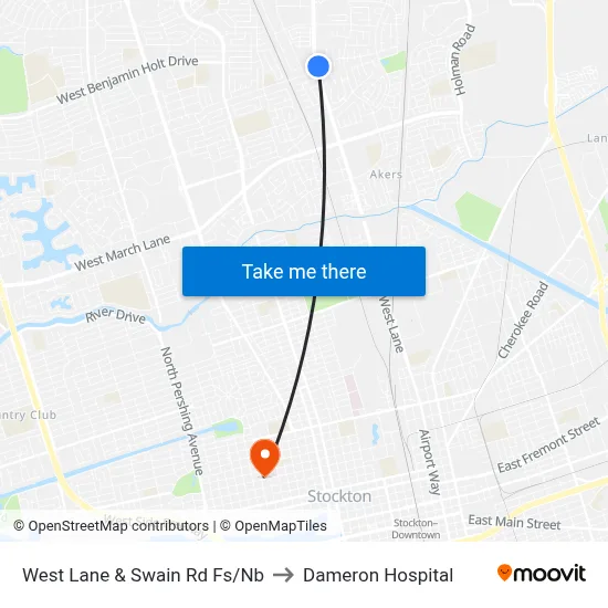 West Lane & Swain Rd Fs/Nb to Dameron Hospital map