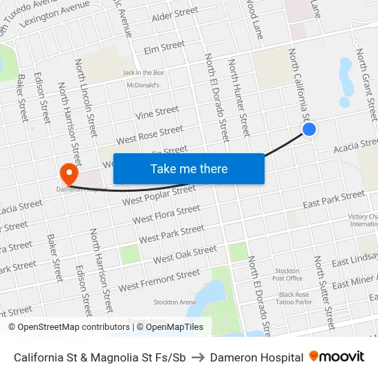 California St & Magnolia St Fs/Sb to Dameron Hospital map