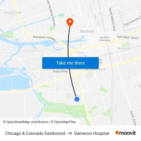 Chicago & Colorado Eastbound to Dameron Hospital map