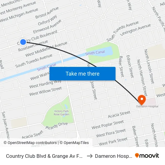 Country Club Blvd & Grange Av Fs/Wb to Dameron Hospital map