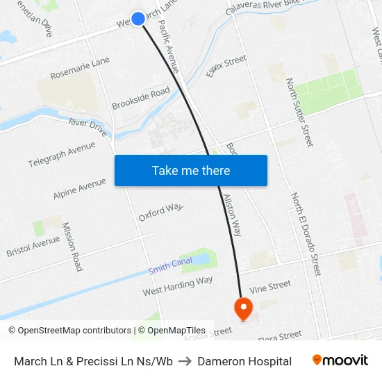 March Ln & Precissi Ln Ns/Wb to Dameron Hospital map