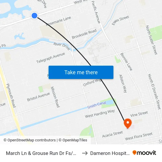 March Ln & Grouse Run Dr Fs/Wb to Dameron Hospital map